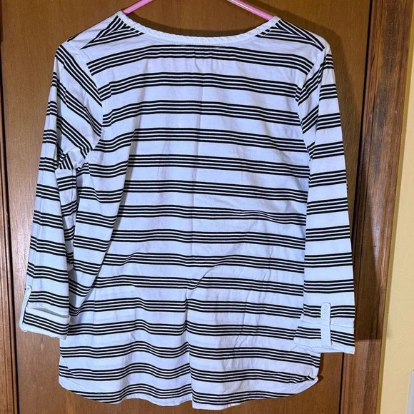 Jones New York Black and White Striped Blouse - Picture 4 of 4